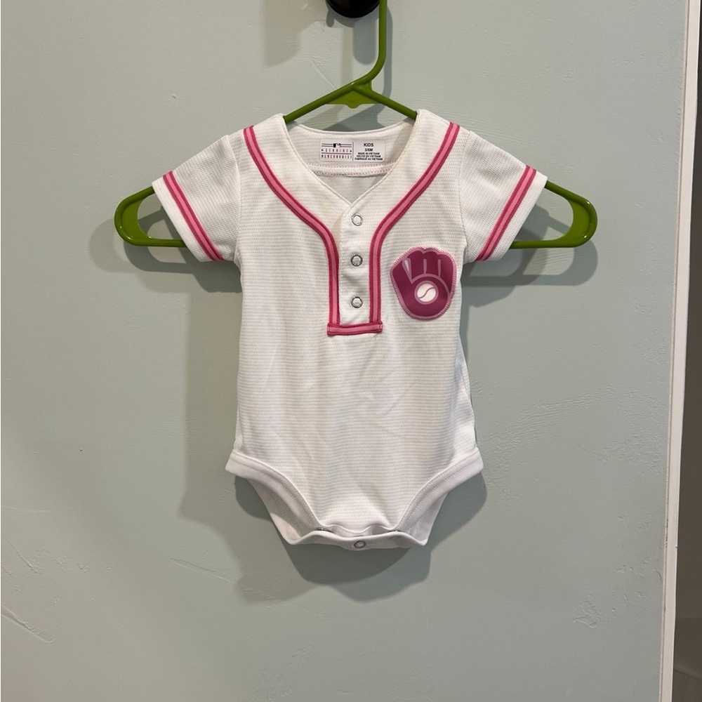 Baby Milwaukee Brewers jersey Onesie with Pink Accents